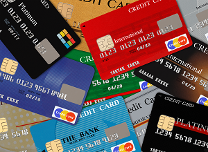 Stack of various credit cards