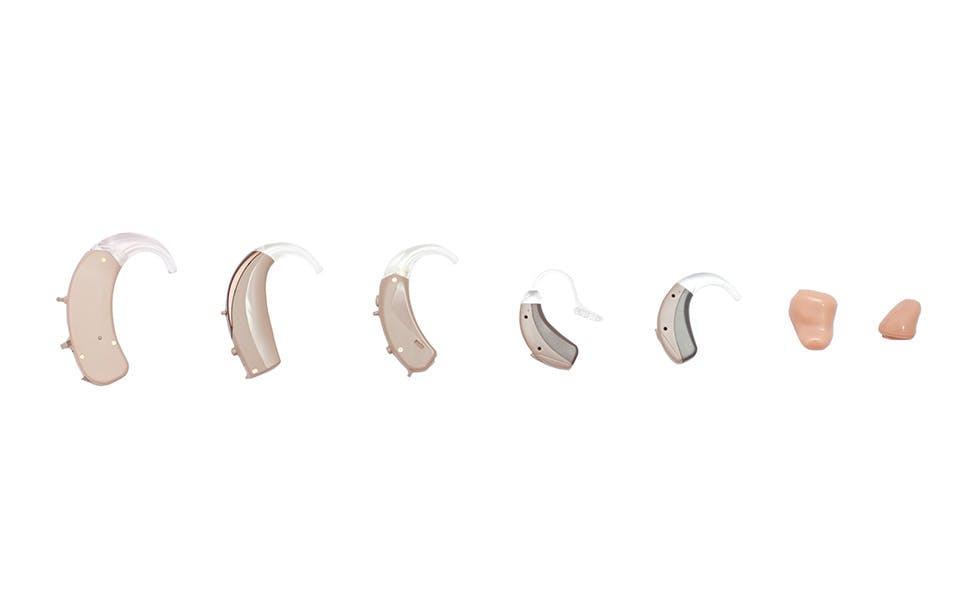 Styles of in-the-ear (ITE) and behind-the-ear (BTE) hearing aids
